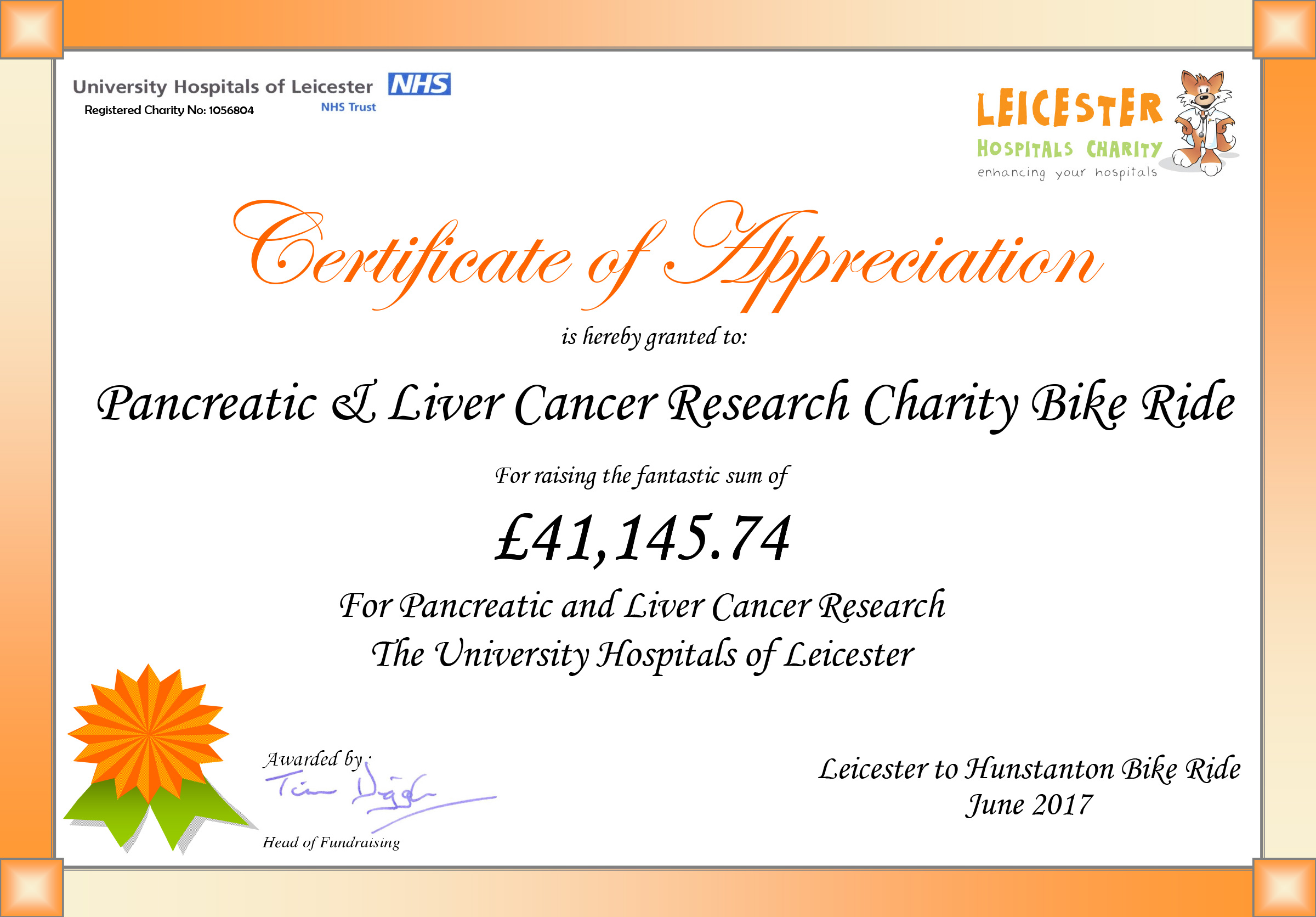 Charity Certificate 2017